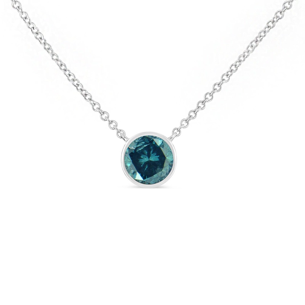 Haus of Brilliance Blue Sapphire Gemstone Solitaire 18" Pendant Necklace